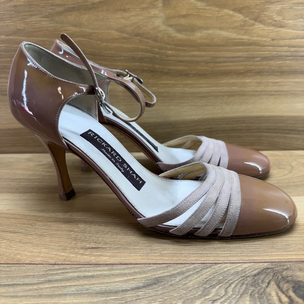 Rickard Shah Vintage Mary Jane Pumps 6 EU 36 Mauve Pink Patent Leather Formal